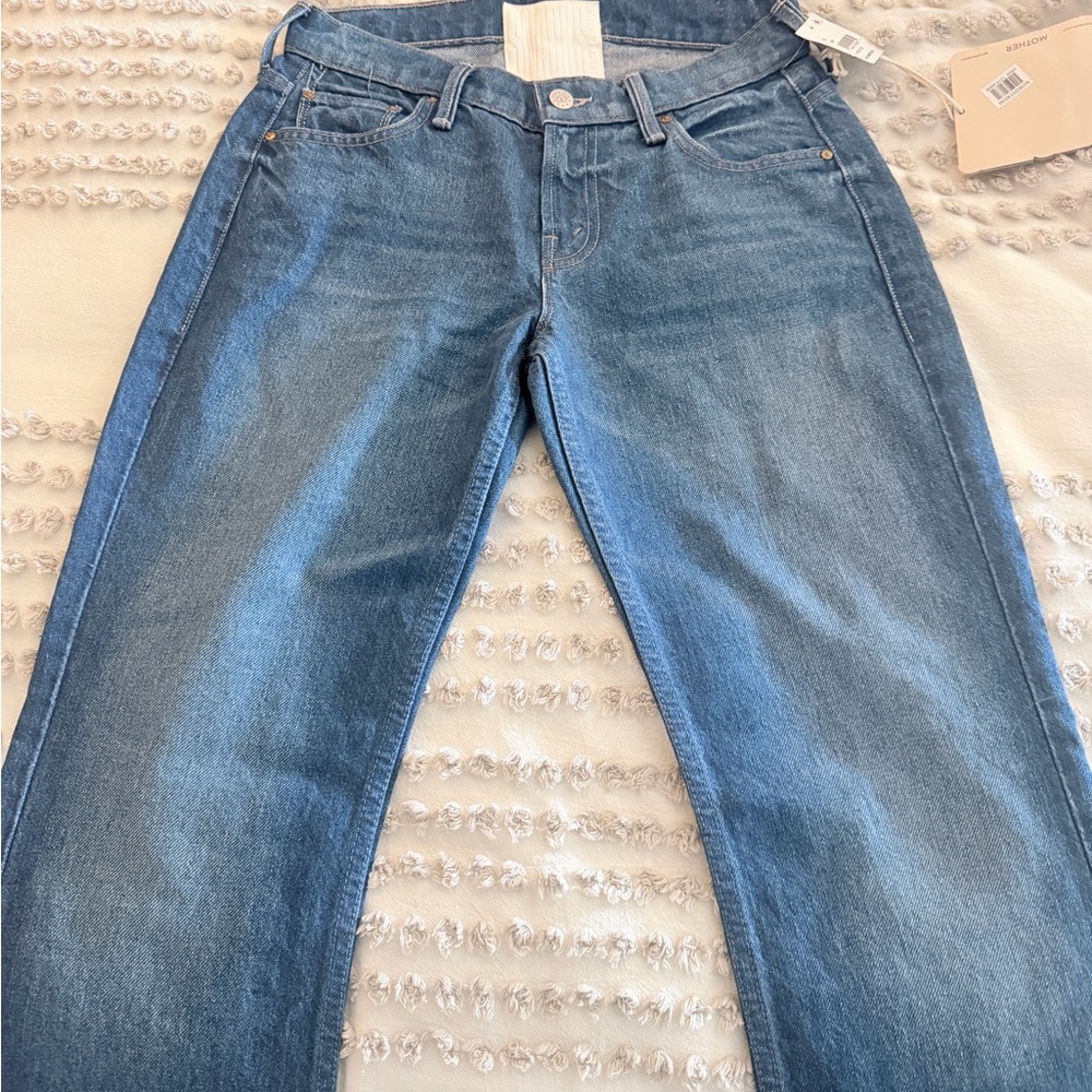 MOTHER Mid-Blue Flare/Wide-Leg Jeans